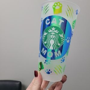 24oz Starbucks Cold Cup Cat Mom